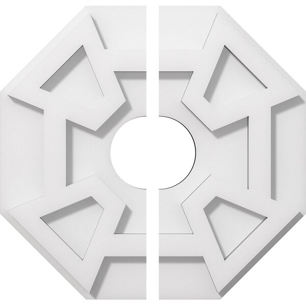 Ekena Millwork Logan Architectural Grade PVC Contemporary Ceiling Medallion, Two Piece, 12"OD x 3"ID x 4"C x 1"P CMP12LG2-03000 - main
